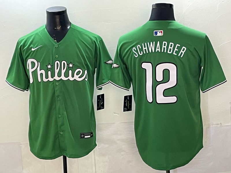 Men 2026 Philadelphia Phillies #12 Schwarber Green Game Nike MLB Jersey style 0014